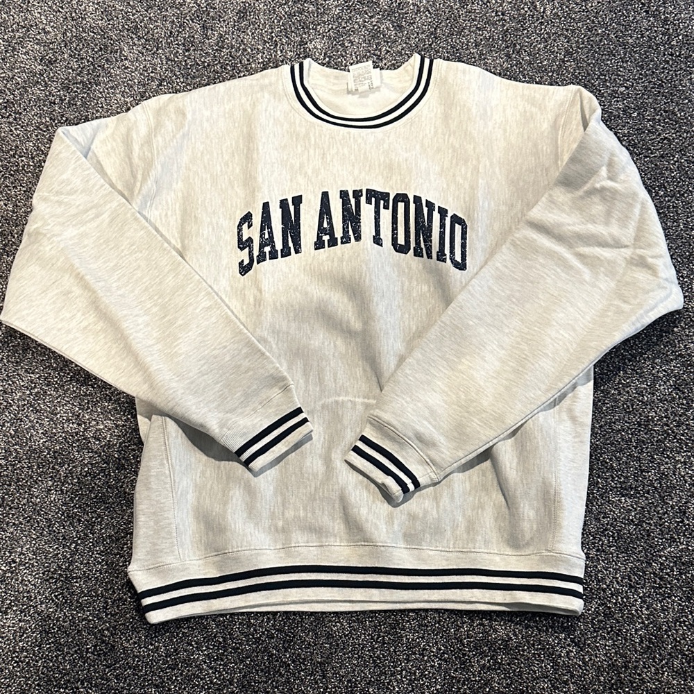 Champion Gray Crewneck Sweater with San Antonio Print